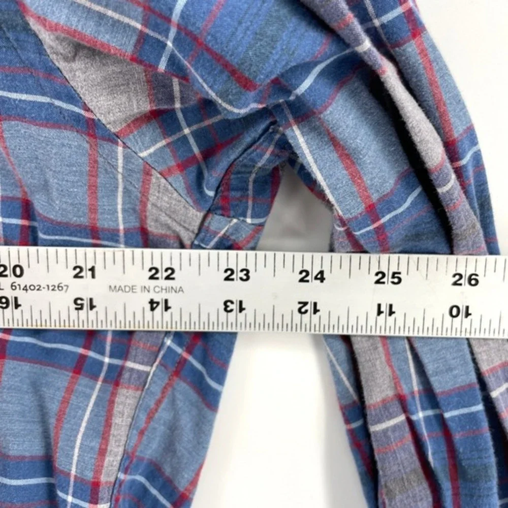 J Crew Plaid Button Down Shirt Mens XL Blue Gray Red Long Sleeve Cotton Casual‎